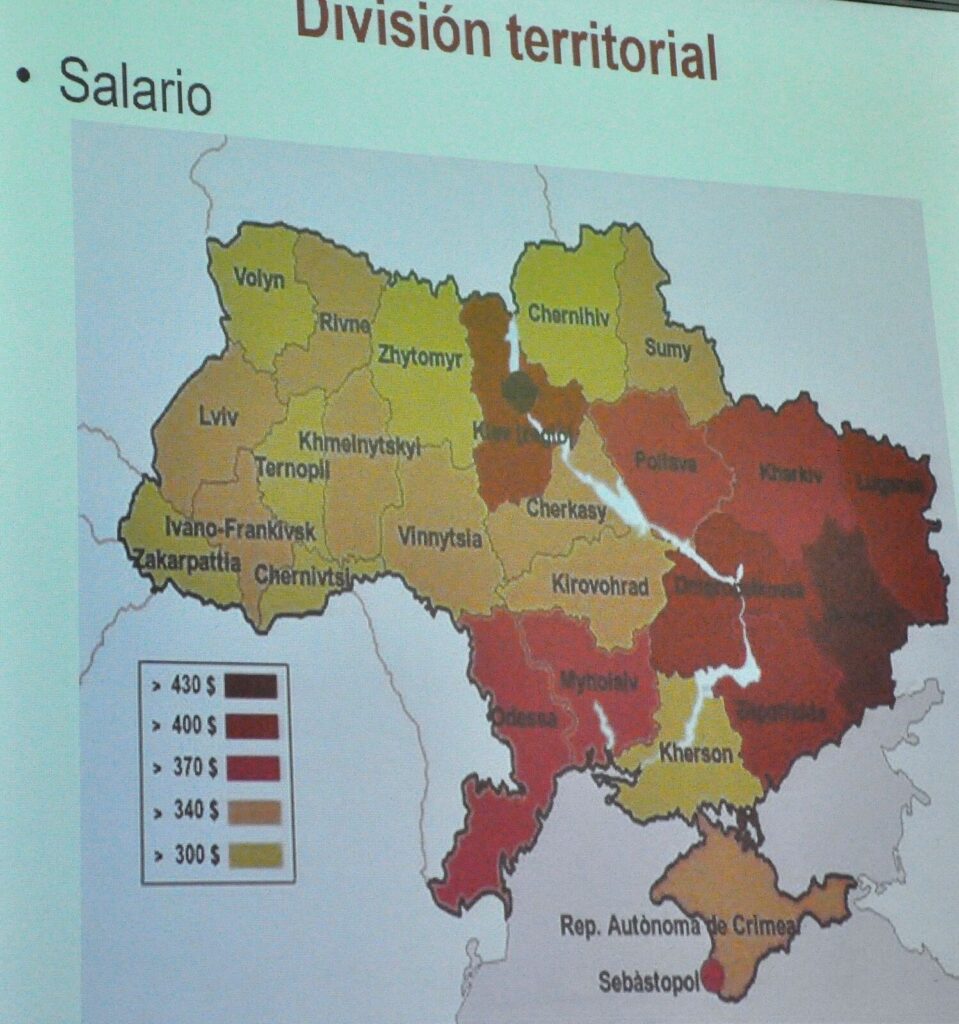 Charla «La guerra de Ucrania y la invasión rusa» con Asier Blas Mendoza, 7 de marzo de 2023 (7/10): Mapa de la división territorial de Ucrania