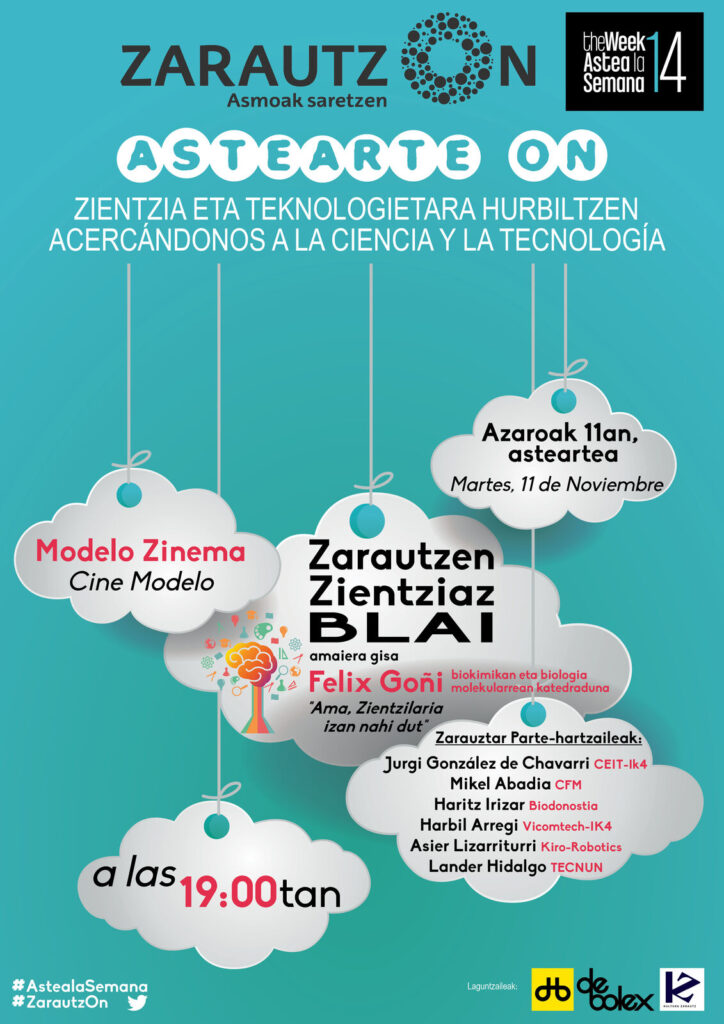Zarautzen Zientziaz Blai 2014ko kartela, azaroaren 11, Zarauzko Modelo Zinema