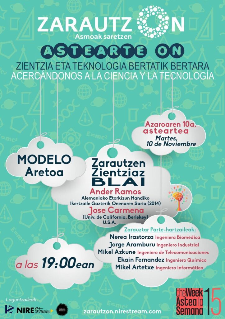 Zarautzen Zientziaz Blai 2015eko kartela, azaroaren 10a, Zarauzko Modelo Aretoa